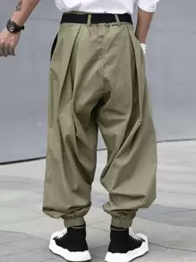 Manfinity EMRG Men 1pc Slant Pocket Trousers - Army Green - View 4