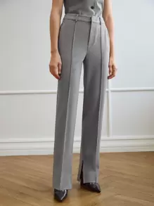 MOTF PREMIUM VISCOSE-BLEND CREASE SUIT TROUSERS - Grey - View 2