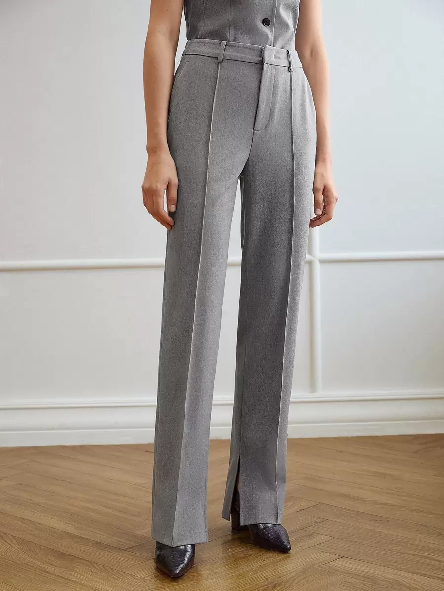MOTF PREMIUM VISCOSE-BLEND CREASE SUIT TROUSERS - Grey - View 2