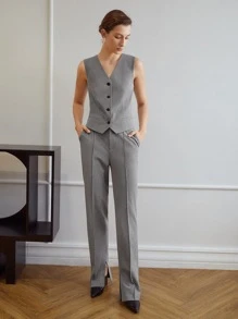 MOTF PREMIUM VISCOSE-BLEND CREASE SUIT TROUSERS - Grey - View 3