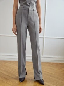 MOTF PREMIUM VISCOSE-BLEND CREASE SUIT TROUSERS - Grey - View 5