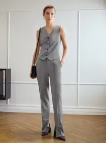MOTF PREMIUM VISCOSE-BLEND CREASE SUIT TROUSERS - Grey - View 6