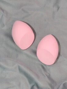 容易上妝2入組粉色斜角剪裁化妝海綿,濕潤後膨脹,超柔軟,細緻,可雙用空氣墊粉撲,適合戶外攜帶,適合初學者使用 - 粉色 - 查看 1