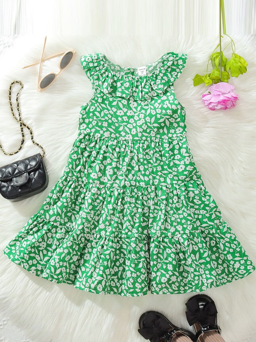小女童碎花荷葉邊洋裝