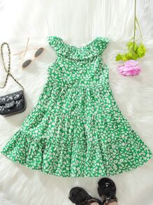 小女童碎花荷葉邊洋裝