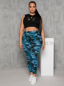 SHEIN SXY 大碼迷彩印花收復緊身打底褲 - 彩色 - 查看 3