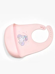 1pc Baby Unicorn & Letter Graphic Silicone Bib