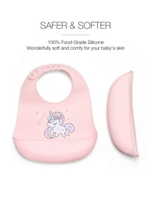 1pc Baby Unicorn & Letter Graphic Silicone Bib