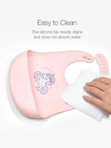 1pc Baby Unicorn & Letter Graphic Silicone Bib
