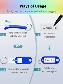 10pcs Random Color Label Charm Keychain - Multicolor - View 4