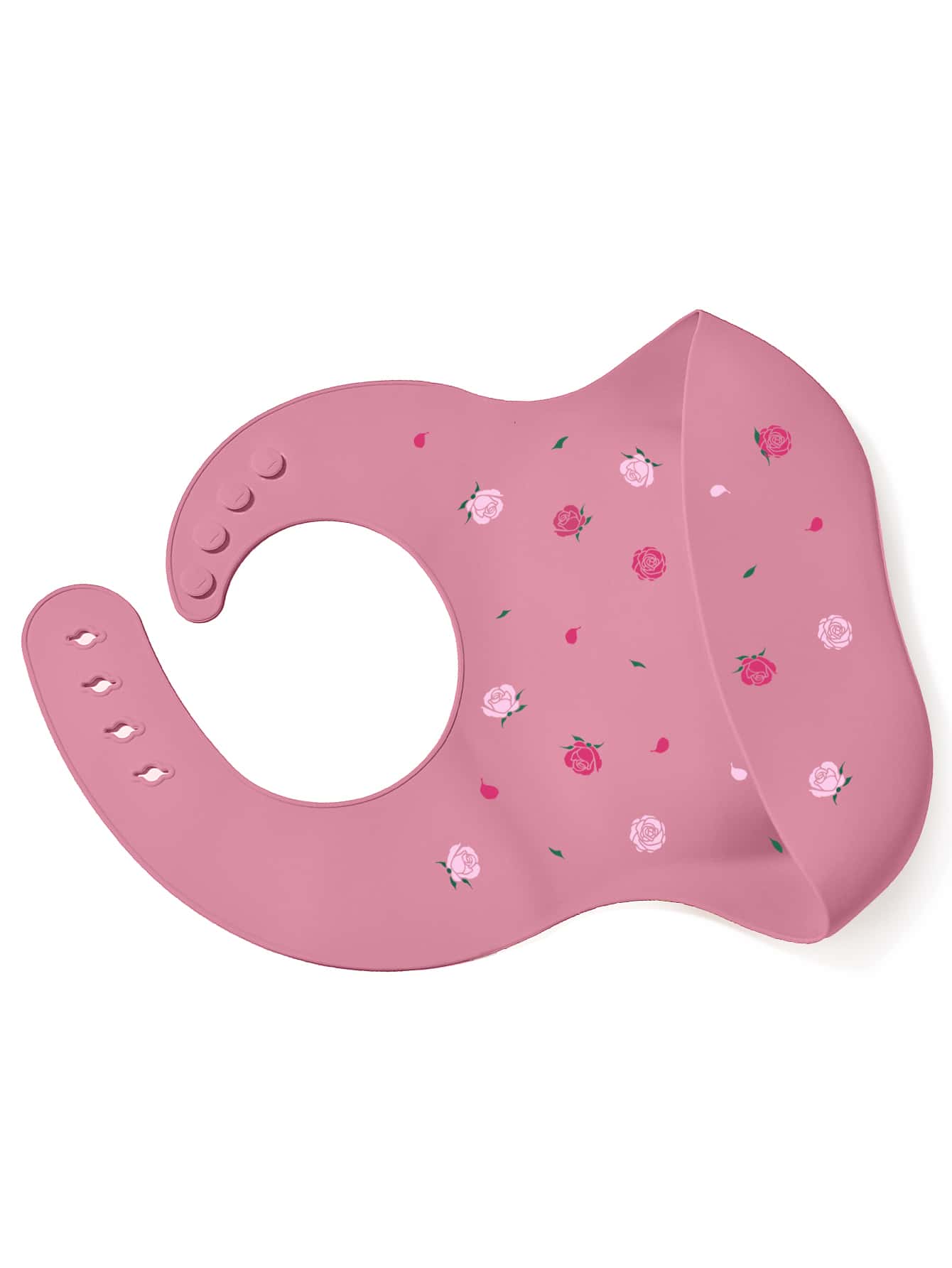 1pc Baby Floral Pattern Silicone Bib - Hot Pink - View 1