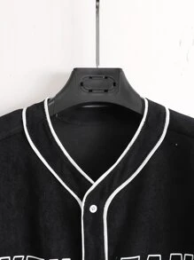 Manfinity Campus Court Bộ hai mảnh Nam Dây kéo Nút phía trước Lá thư Giải trí - màu đen - Xem 4