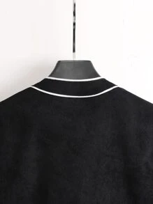 Manfinity Campus Court Bộ hai mảnh Nam Dây kéo Nút phía trước Lá thư Giải trí - màu đen - Xem 5