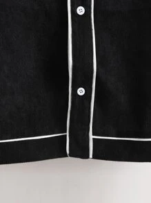 Manfinity Campus Court Bộ hai mảnh Nam Dây kéo Nút phía trước Lá thư Giải trí - màu đen - Xem 6