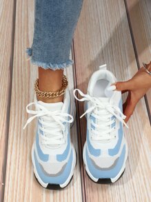 Zapatillas deportivas cuña de color combinado con cordón delantero - Multicolor - Ver 1