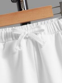 SHEIN Young Boys 2 Packs Drawstring Waist Track Shorts - Black and White - View 3