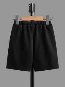 SHEIN Young Boys 2 Packs Drawstring Waist Track Shorts - Black and White - View 6