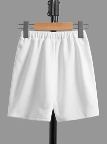 SHEIN Young Boys 2 Packs Drawstring Waist Track Shorts - Black and White - View 7