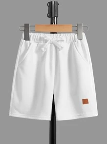 SHEIN Young Boys 2 Packs Drawstring Waist Track Shorts - Black and White - View 8