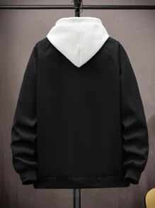 Manfinity Men 1pc Chinese Letter & Dragon Graphic Raglan Sleeve Bomber Jacket - Black - View 2