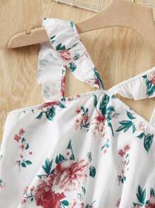 SHEIN Bộ hai mảnh Gái Thắt lưng Xù Quần paper-bag Hoa Boho - Nhiều màu - Xem 3