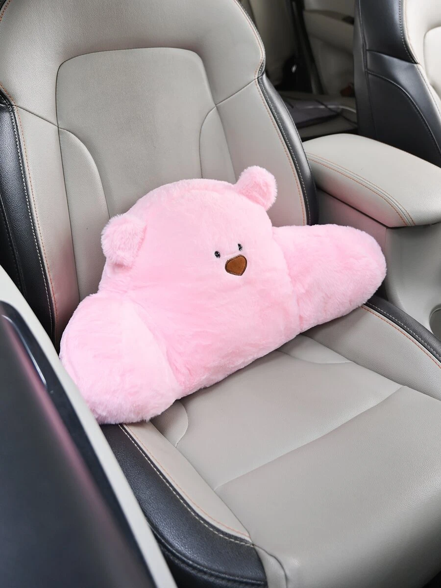 Almohada de soporte lumbar para automóvil con diseño de oso de peluche - Rosa - Ver 1
