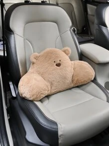 1 Pieza Cojín Lumbar De Peluche Oso Teddy Multi-color Para Asiento De Coche, Silla De Oficina, Suministros Multifuncionales - Marrón - Ver 2