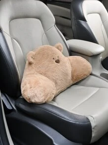 1 Pieza Cojín Lumbar De Peluche Oso Teddy Multi-color Para Asiento De Coche, Silla De Oficina, Suministros Multifuncionales - Marrón - Ver 4