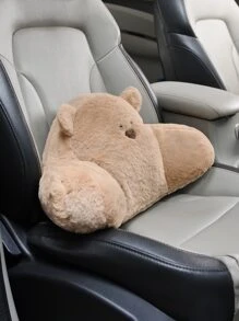 1 Pieza Cojín Lumbar De Peluche Oso Teddy Multi-color Para Asiento De Coche, Silla De Oficina, Suministros Multifuncionales - Marrón - Ver 5