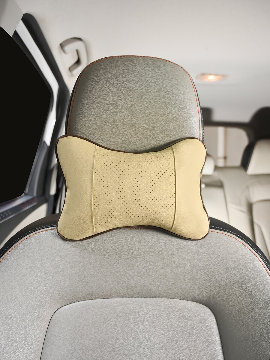 1 pieza Almohada cervical unicolor de coche - Beis - Ver 1