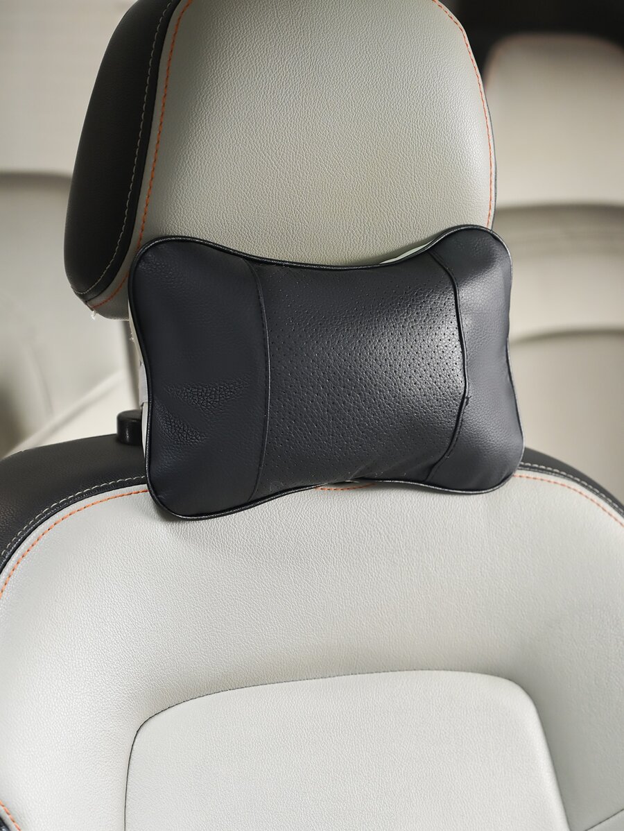 1 pieza Almohada cervical unicolor de coche - Negro - Ver 1