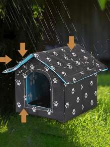 1入組黑色爪印戶外防水寵物床,適合中小型寵物(1-12公斤),適用於四季 - 彩色 - 查看 3