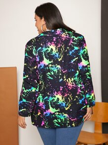 SHEIN CURVE+ Áo vest Plus size Nút phía trước Tất cả trên in Đồ họa Giải trí - Nhiều màu - Xem 2