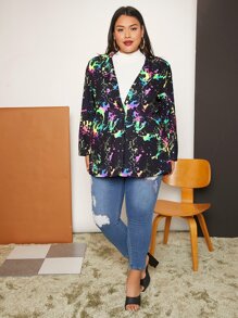 SHEIN CURVE+ Áo vest Plus size Nút phía trước Tất cả trên in Đồ họa Giải trí - Nhiều màu - Xem 3