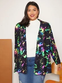 SHEIN CURVE+ Áo vest Plus size Nút phía trước Tất cả trên in Đồ họa Giải trí - Nhiều màu - Xem 4