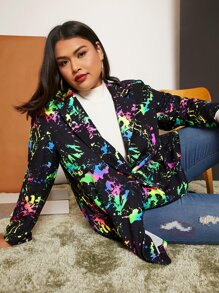 SHEIN CURVE+ Áo vest Plus size Nút phía trước Tất cả trên in Đồ họa Giải trí - Nhiều màu - Xem 7