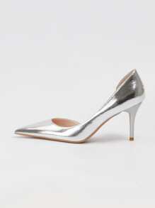 Metallic Point Toe Stiletto Heeled Court Pumps