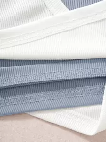 SHEIN Unity Two Tone Cut Out Crop Tank Top - Dusty Blue - View 3