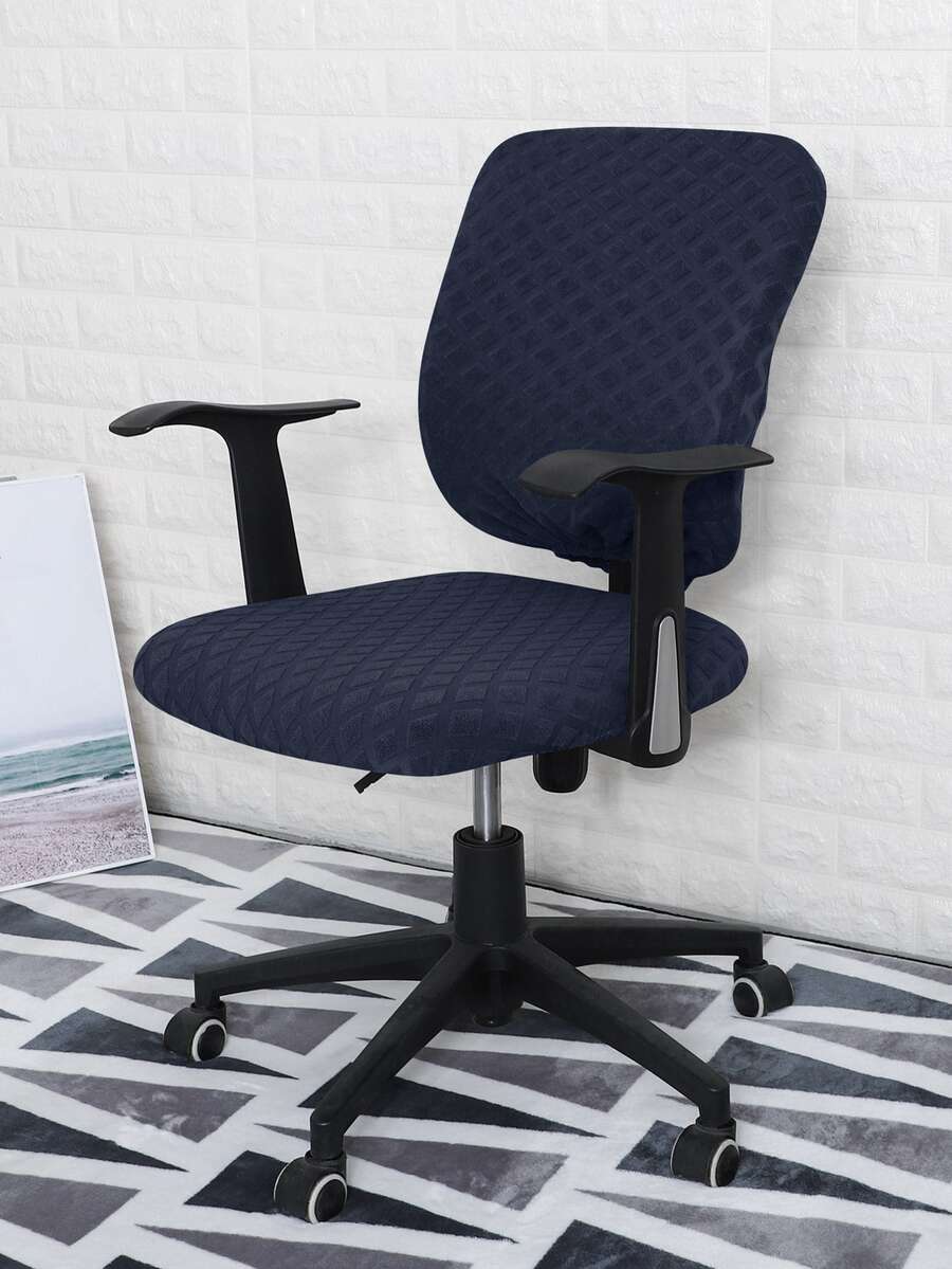 Funda de silla de oficina unicolor elástico - Azul Marino - Ver 1
