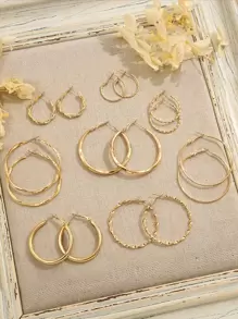 17KM 8件/16件多元素金属环耳环套装