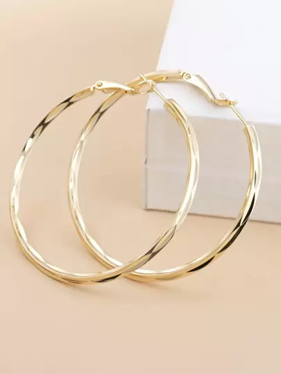 1 Par de pendientes aro en forma de corazón retorcido de moda, pendientes de metal minimalistas para mujeres, versátiles para uso diario, fiestas, reuniones, adecuados como regalo