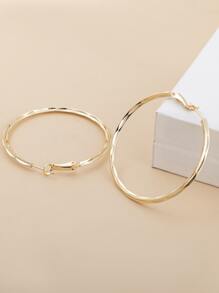 1 对时尚扭曲心形环状耳环，简约金属女士耳环，适合日常、派对、聚会，可作为礼物 - 金黃色 - 查看 3