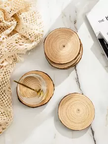 1入/2入/3入/4入/5入/6入圓形木片，手工DIY工藝品，帶年輪和樹皮的木片，作為背景牆裝飾擺件 - 杏色 - 查看 6