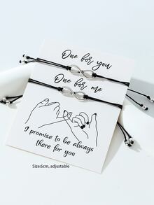 2入組/套時尚無限裝飾手環適用於情侶日常裝飾 - 黑色 - 查看 3