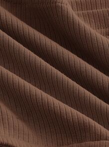 SHEIN MOD Twist Front Ribbed Knit Bodycon Short Tube Top - Coffee Brown - View 4