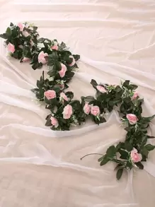 1/3/6PCS仿真玫瑰藤花篮婚礼装饰生日派对聚会聚会场地装饰家居餐厅卧室窗台装饰藤蔓情人节装饰新年装饰户外花园 - 彩色 - 查看 2