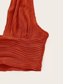 SHEIN ICON Solid Backless Crop Halter Top