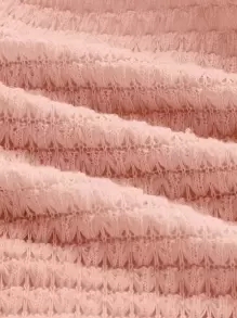 SHEIN MOD Puff Sleeve Lace Up Backless Textured Crop Top - Coral Pink - View 4