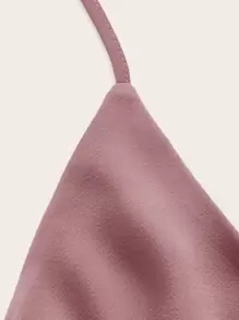 SHEIN ICON Lace Up Backless Flare Hem Halter Dress - Dusty Pink - View 3