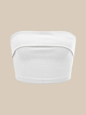 SHEIN ICON Women Strapless Solid Color Fashion Knitted Top